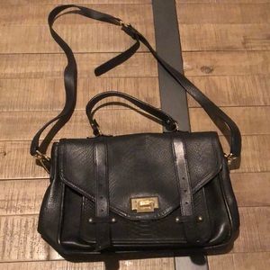 Black leather handbag